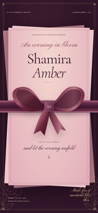 Shamira Amber’s debut invitation displayed on an iPhone